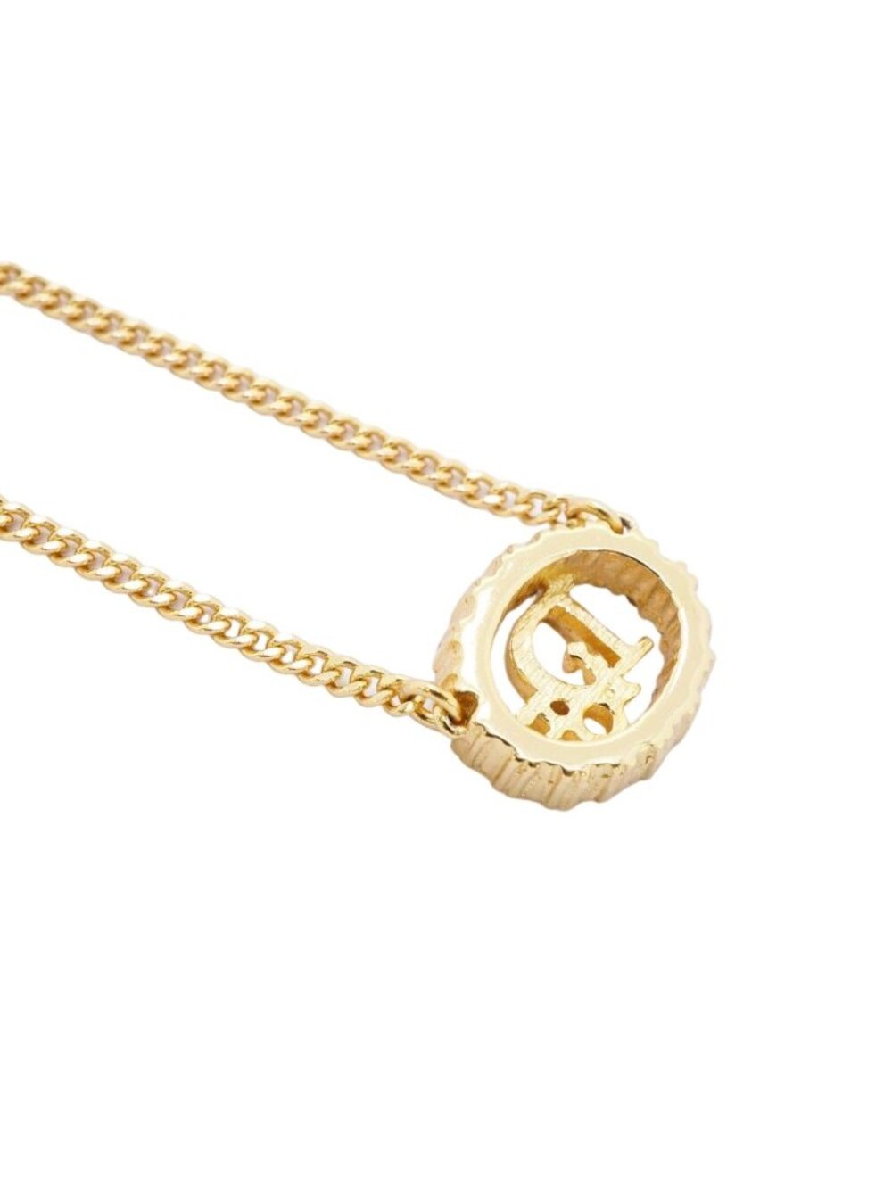 Dior Necklace Logo Oval Gold Plated Line Stone - Picture 2 of 6